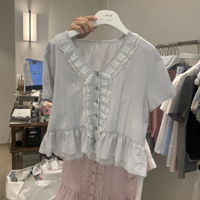 VENIR-a韓國代購女裝新款時尚職業熱賣真品26春夏襯衫蕾絲衫VENIR-a襯衫/蕾絲衫圖色1