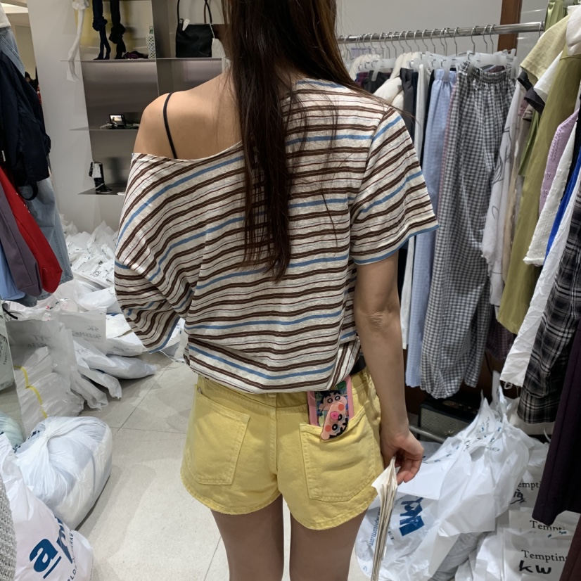 TEMPTING韓國直郵女士新款26春夏真品休閑推薦人氣T恤條紋TEMPTINGT恤