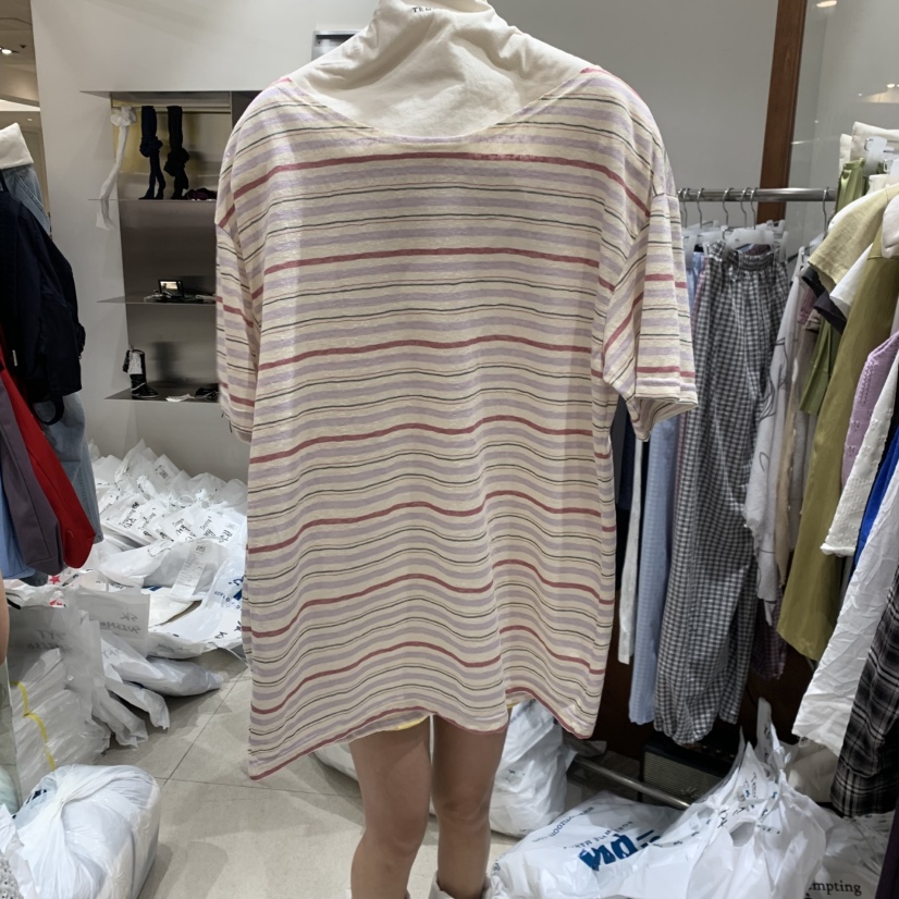 TEMPTING韓國直郵女士新款26春夏真品休閑推薦人氣T恤條紋TEMPTINGT恤圖色2