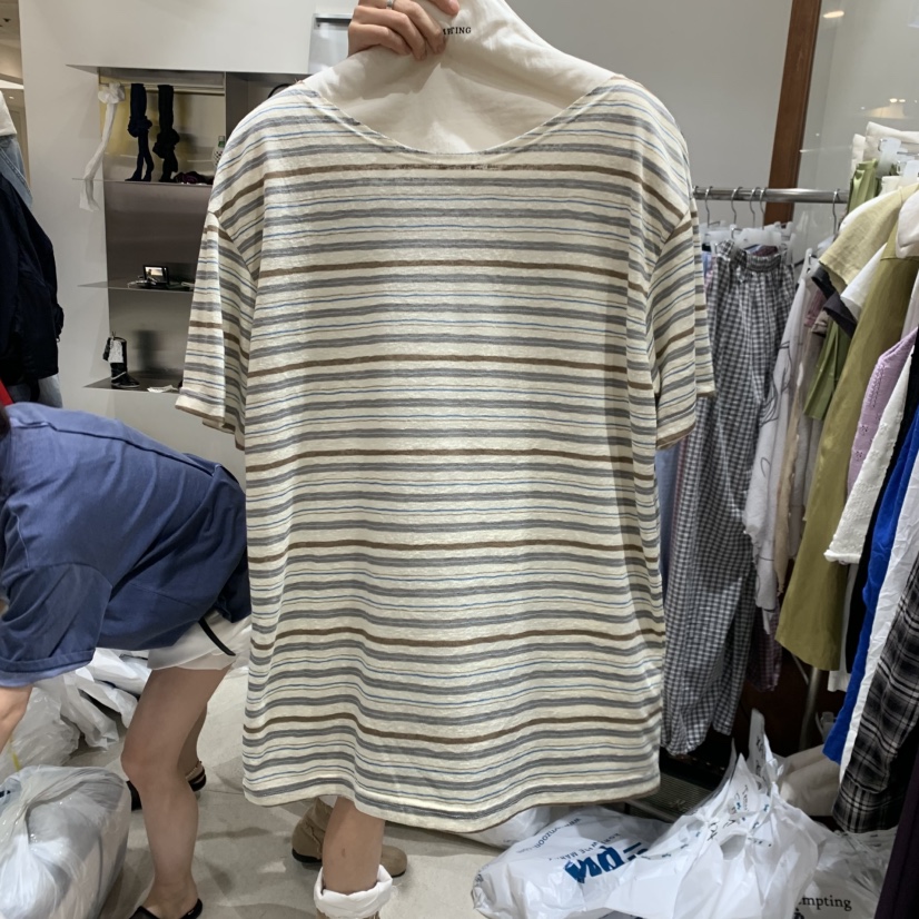 TEMPTING韓國直郵女士新款26春夏真品休閑推薦人氣T恤條紋TEMPTINGT恤圖色3