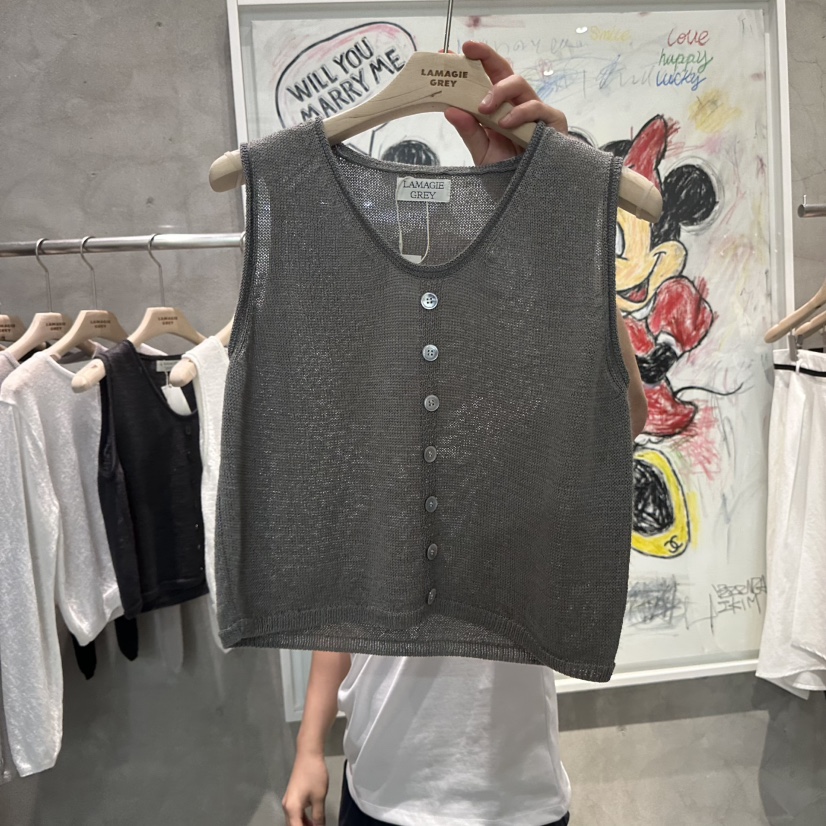 LAMAGIEPIE/LAMAGIE GREY東大門代購女士新款26春夏吊帶背心紐扣LAMAGIEPIE/LAMAGIE GREY吊帶/背心圖色2墨綠