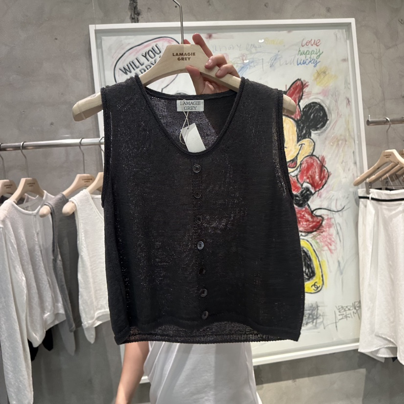 LAMAGIEPIE/LAMAGIE GREY東大門代購女士新款26春夏吊帶背心紐扣LAMAGIEPIE/LAMAGIE GREY吊帶/背心圖色3墨色