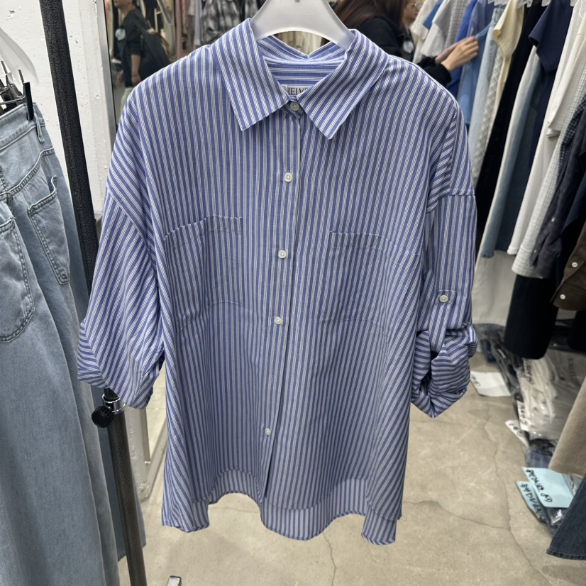 HELVETICA東大門直郵女裝新品推薦時尚人氣襯衫蕾絲衫條紋HELVETICA襯衫/蕾絲衫圖色2