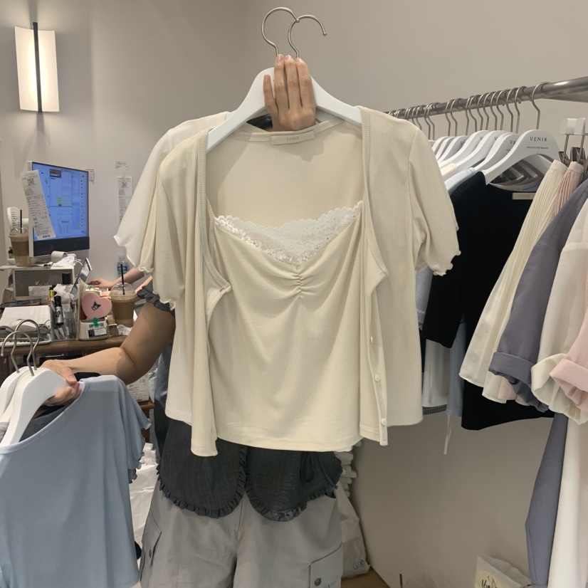 VENIR-a東大門代購女士新款時尚職業人氣26春夏T恤假兩件VENIR-aT恤圖色2