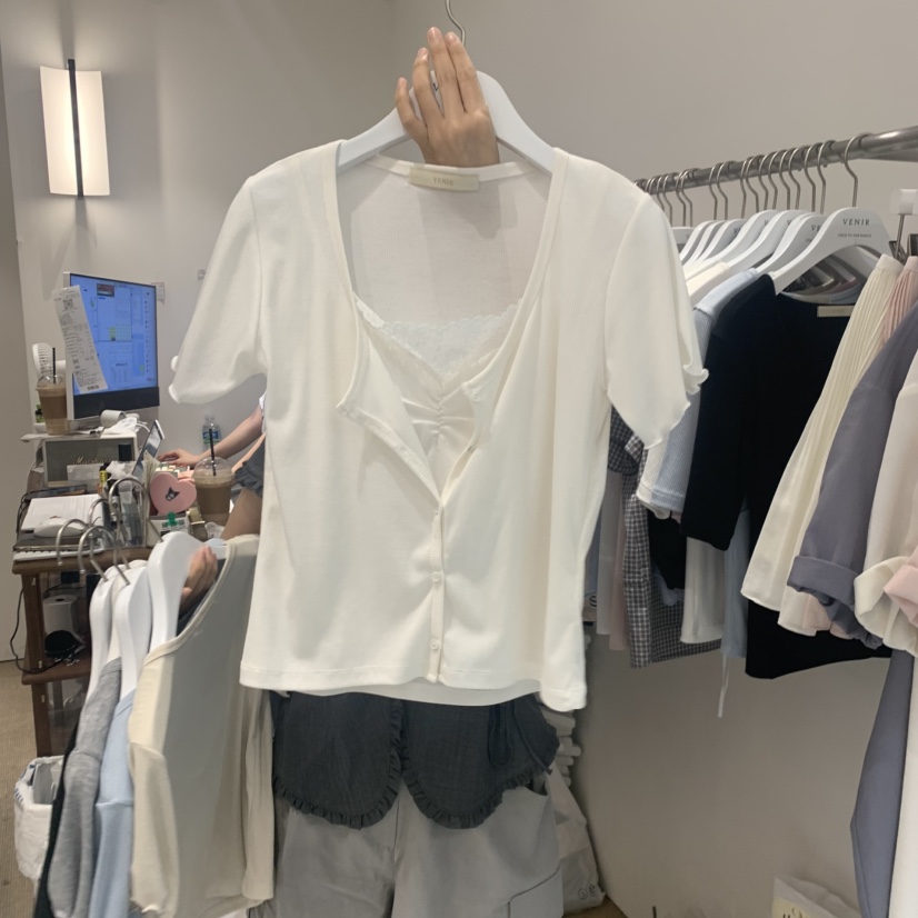 VENIR-a東大門代購女士新款時尚職業人氣26春夏T恤假兩件VENIR-aT恤圖色3