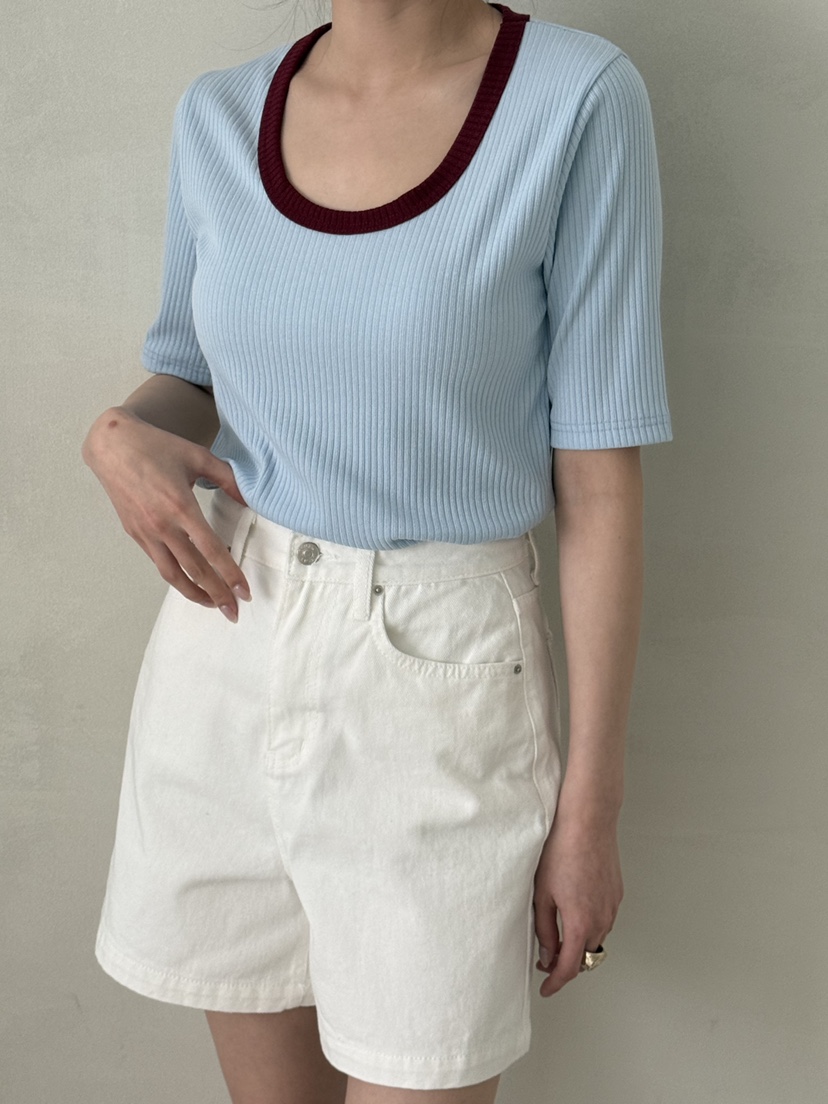 DEMAR韓國直郵女裝新款熱賣26春夏休閑推薦職業人氣T恤撞色DEMART恤