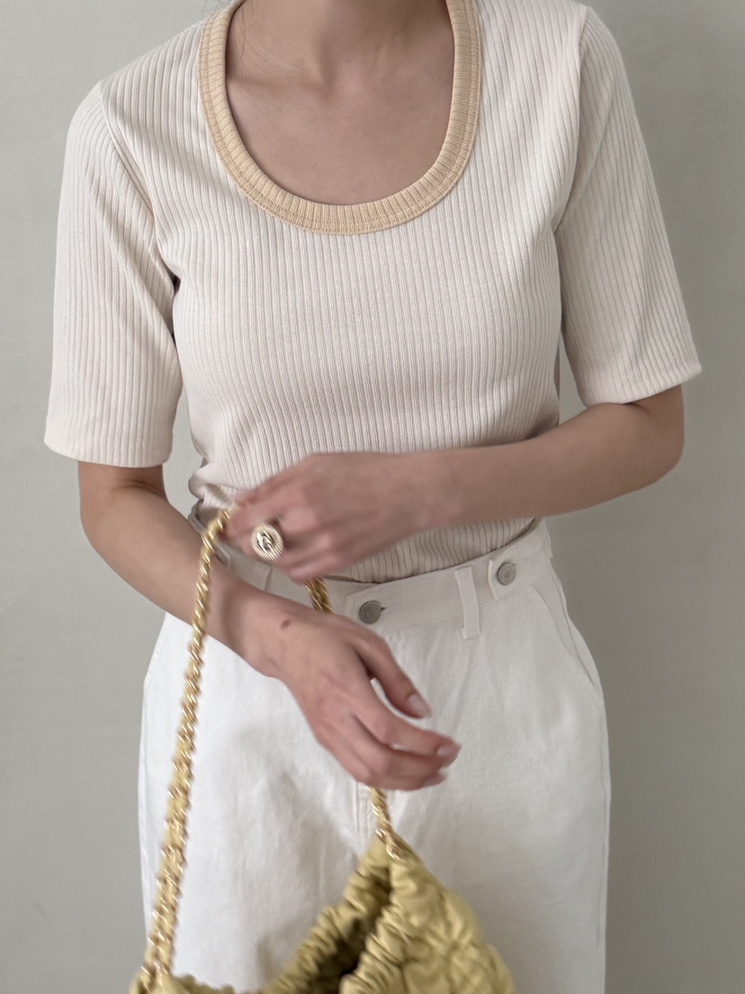 DEMAR韓國直郵女裝新款熱賣26春夏休閑推薦職業人氣T恤撞色DEMART恤圖色2