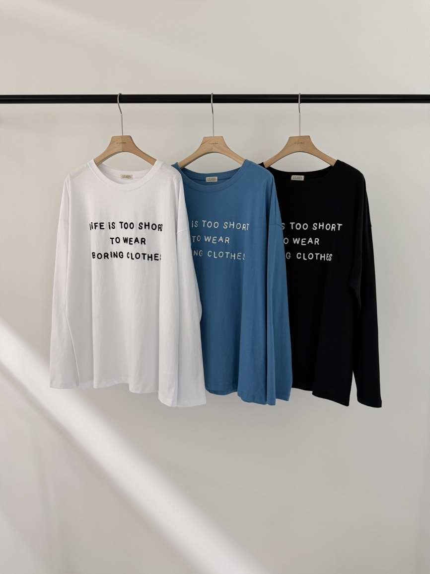 LOGARDEN韓國直郵女士新款推薦休閑人氣26春夏長袖T恤刺繡LO GARDEN長袖T恤