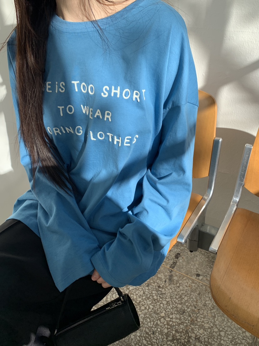 LOGARDEN韓國直郵女士新款推薦休閑人氣26春夏長袖T恤刺繡LO GARDEN長袖T恤