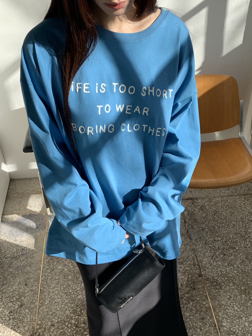 LOGARDEN韓國直郵女士新款推薦休閑人氣26春夏長袖T恤刺繡LO GARDEN長袖T恤