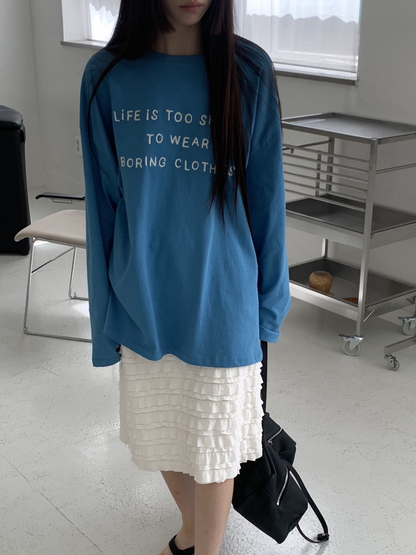 LOGARDEN韓國直郵女士新款推薦休閑人氣26春夏長袖T恤刺繡LO GARDEN長袖T恤