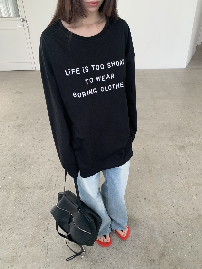 LOGARDEN韓國直郵女士新款推薦休閑人氣26春夏長袖T恤刺繡LO GARDEN長袖T恤