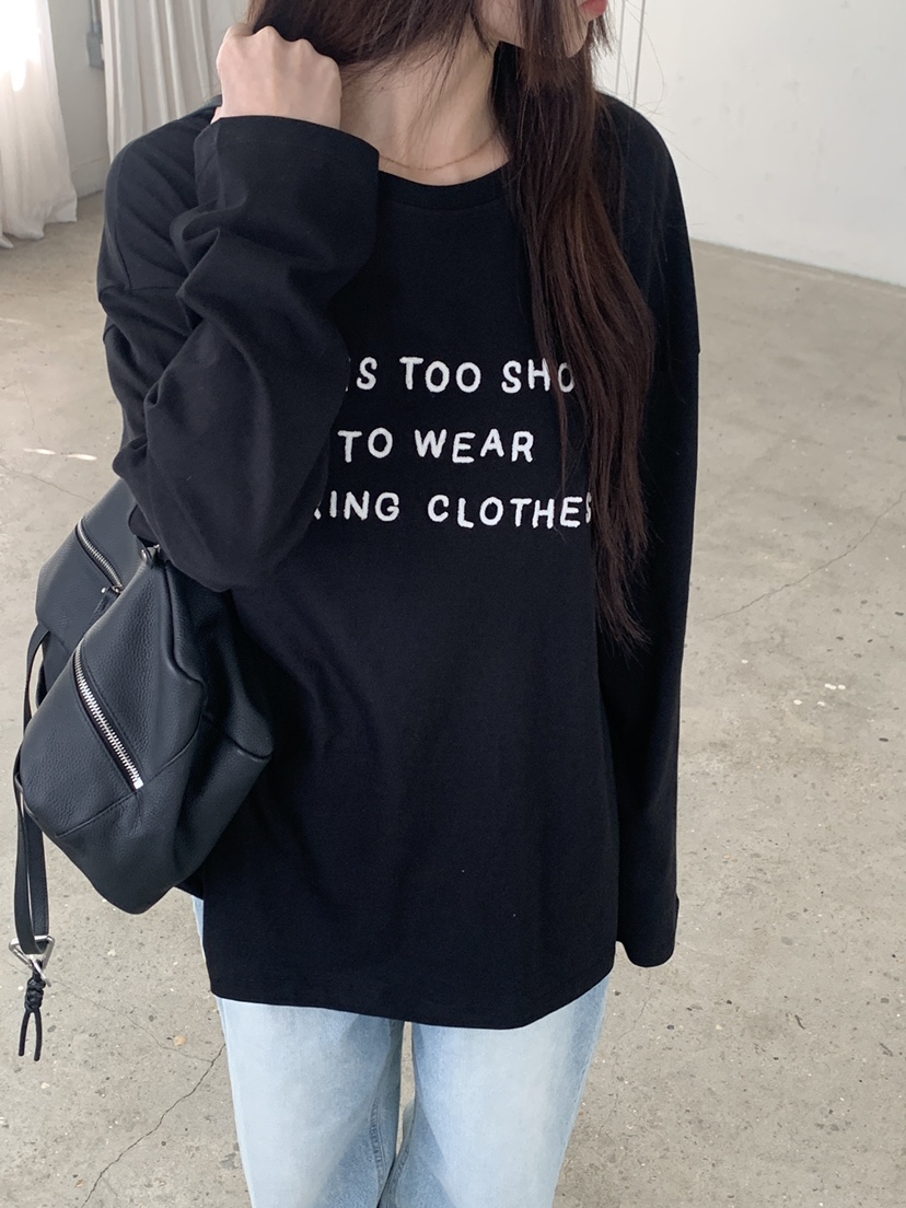 LOGARDEN韓國直郵女士新款推薦休閑人氣26春夏長袖T恤刺繡LO GARDEN長袖T恤