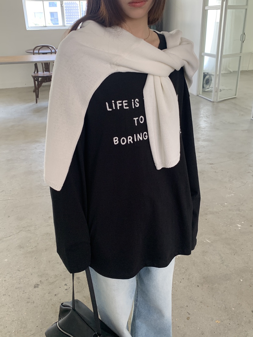 LOGARDEN韓國直郵女士新款推薦休閑人氣26春夏長袖T恤刺繡LO GARDEN長袖T恤