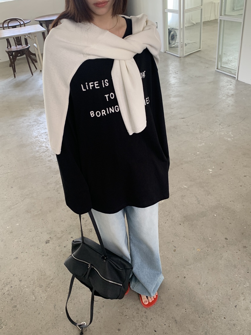 LOGARDEN韓國直郵女士新款推薦休閑人氣26春夏長袖T恤刺繡LO GARDEN長袖T恤