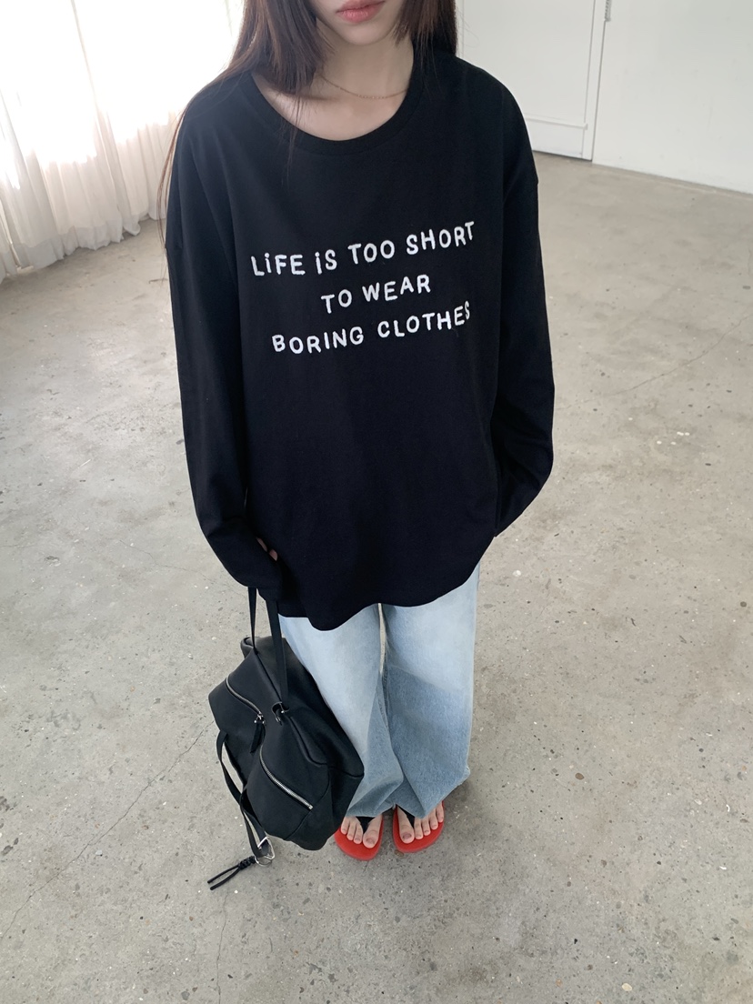 LOGARDEN韓國直郵女士新款推薦休閑人氣26春夏長袖T恤刺繡LO GARDEN長袖T恤圖色1