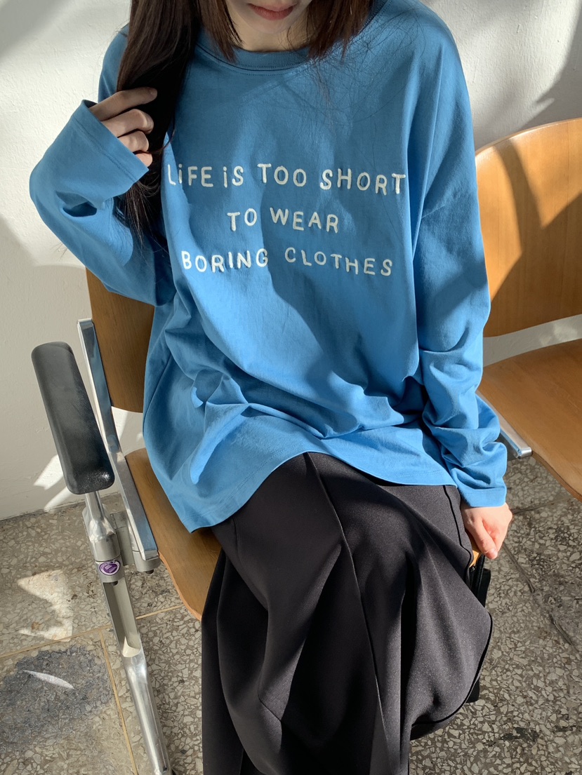 LOGARDEN韓國直郵女士新款推薦休閑人氣26春夏長袖T恤刺繡LO GARDEN長袖T恤圖色2