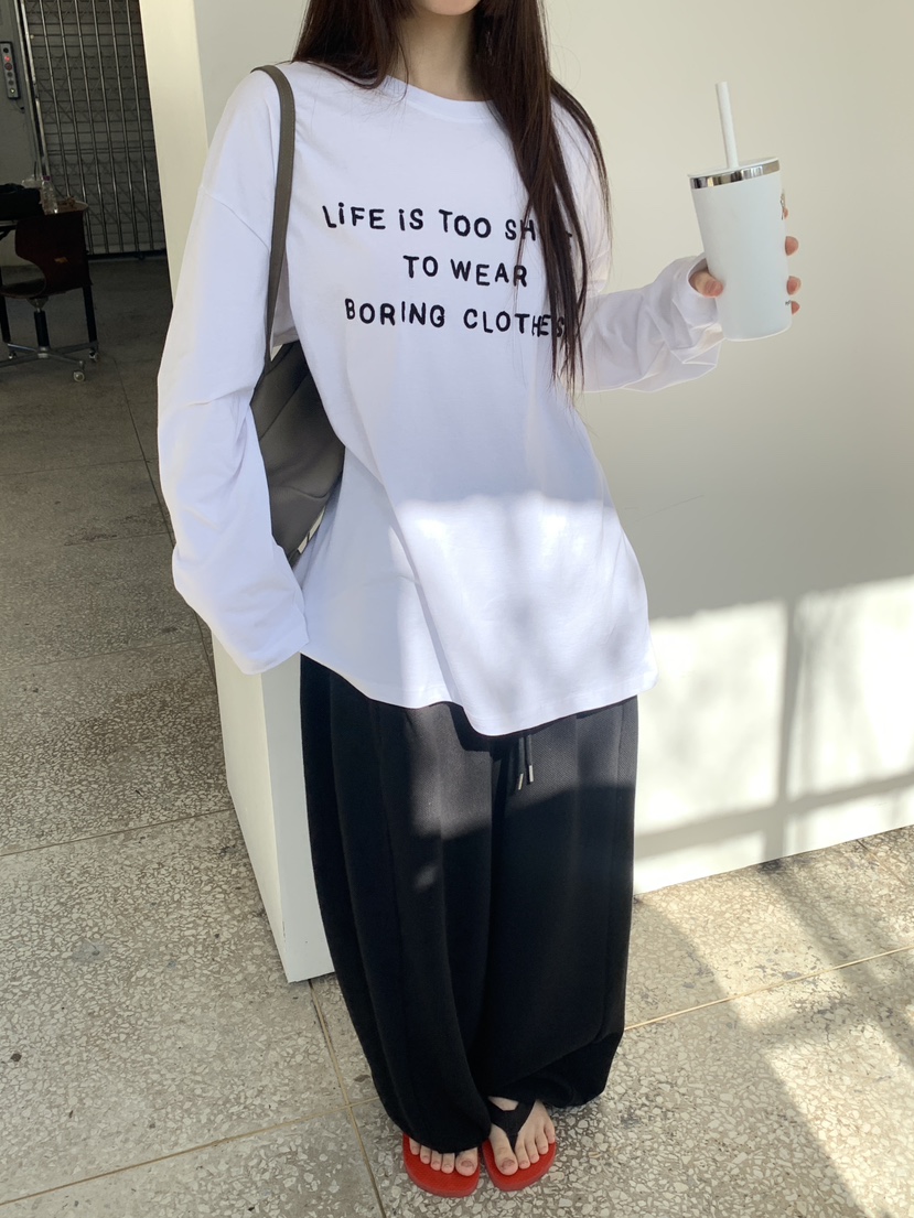 LOGARDEN韓國直郵女士新款推薦休閑人氣26春夏長袖T恤刺繡LO GARDEN長袖T恤圖色3