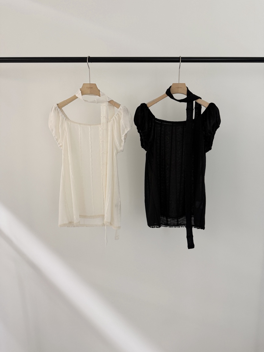 LOGARDEN東大門直郵女士新品推薦時尚26春夏襯衫蕾絲衫含脖帶LO GARDEN襯衫/蕾絲衫