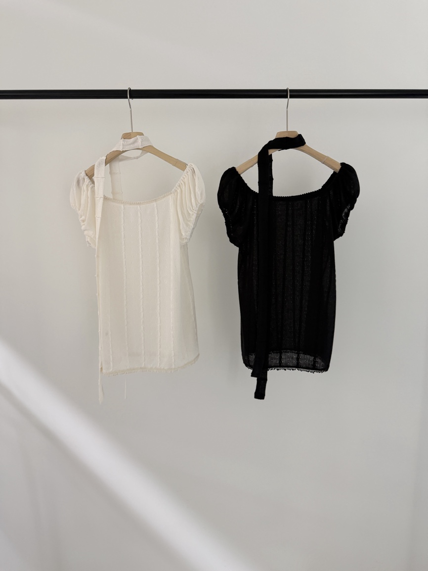 LOGARDEN東大門直郵女士新品推薦時尚26春夏襯衫蕾絲衫含脖帶LO GARDEN襯衫/蕾絲衫