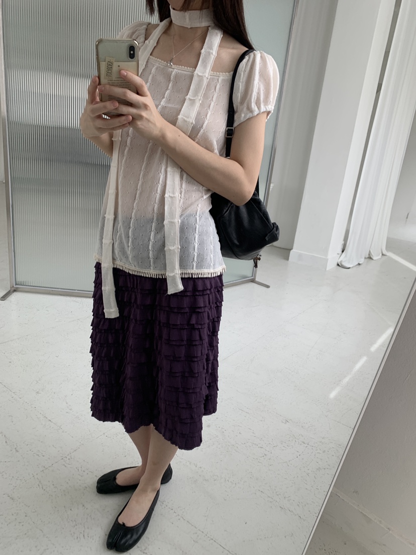 LOGARDEN東大門直郵女士新品推薦時尚26春夏襯衫蕾絲衫含脖帶LO GARDEN襯衫/蕾絲衫