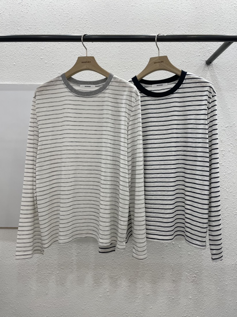 EGGPLANT東大門實拍女士新品時尚推薦休閑職業真品T恤條紋EGGPLANTT恤