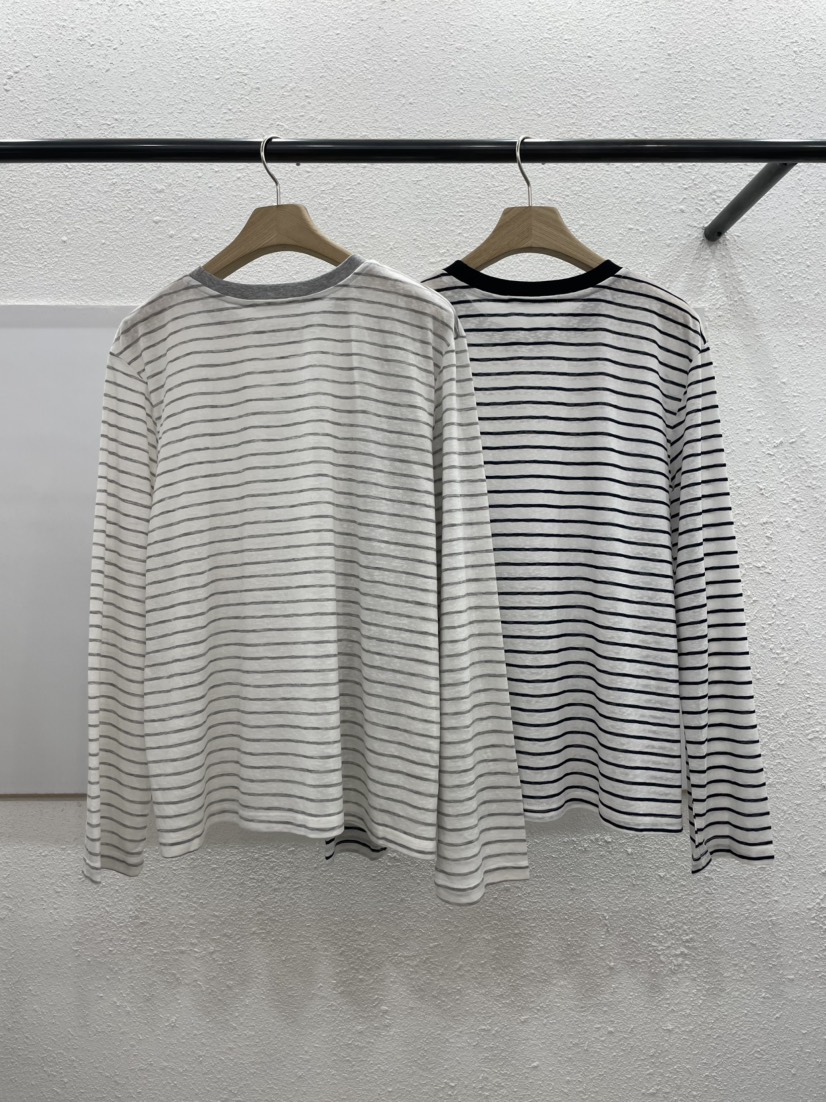 EGGPLANT東大門實拍女士新品時尚推薦休閑職業真品T恤條紋EGGPLANTT恤