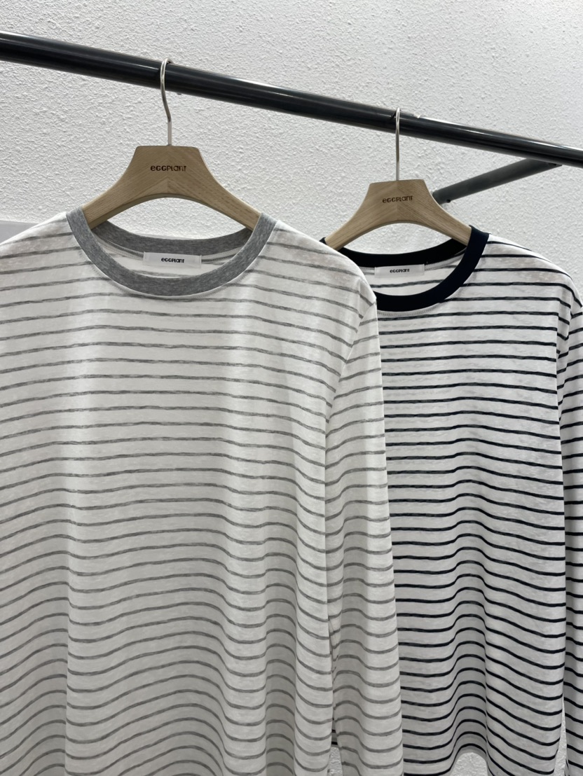 EGGPLANT東大門實拍女士新品時尚推薦休閑職業真品T恤條紋EGGPLANTT恤