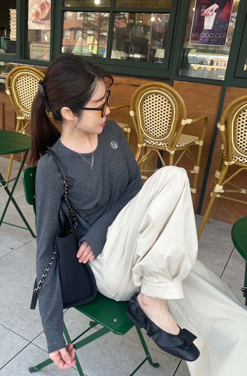 GENTLE B/LOVENTINA東大門直郵女裝新品休閑長袖T恤不對稱復古GENTLE B/LOVENTINA長袖T恤