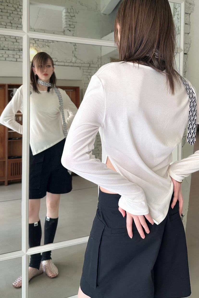 GENTLE B/LOVENTINA東大門直郵女裝新品休閑長袖T恤不對稱復古GENTLE B/LOVENTINA長袖T恤