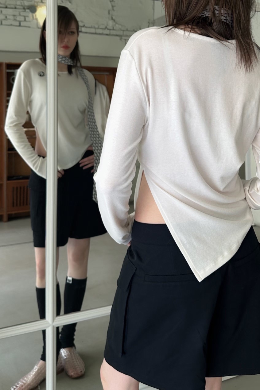 GENTLE B/LOVENTINA東大門直郵女裝新品休閑長袖T恤不對稱復古GENTLE B/LOVENTINA長袖T恤