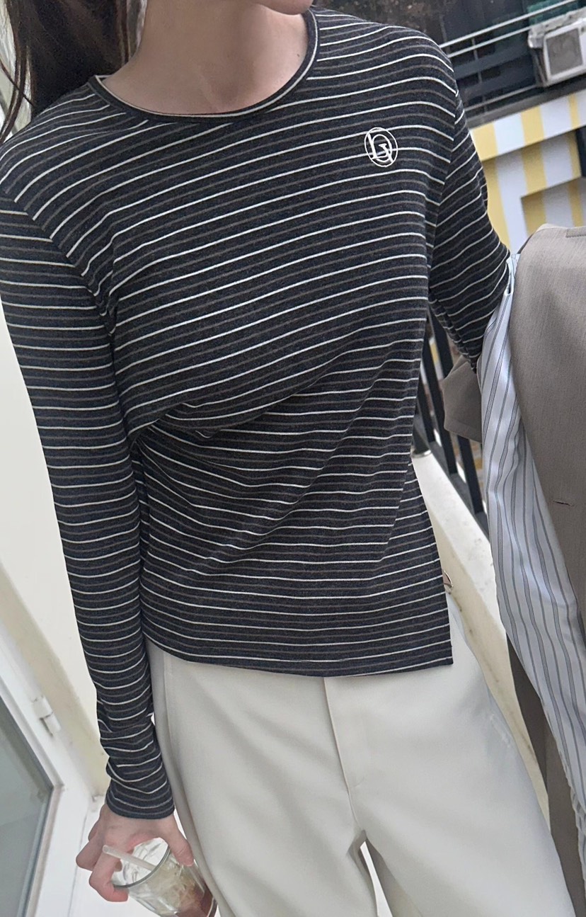 GENTLE B/LOVENTINA東大門直郵女裝新品休閑長袖T恤不對稱復古GENTLE B/LOVENTINA長袖T恤