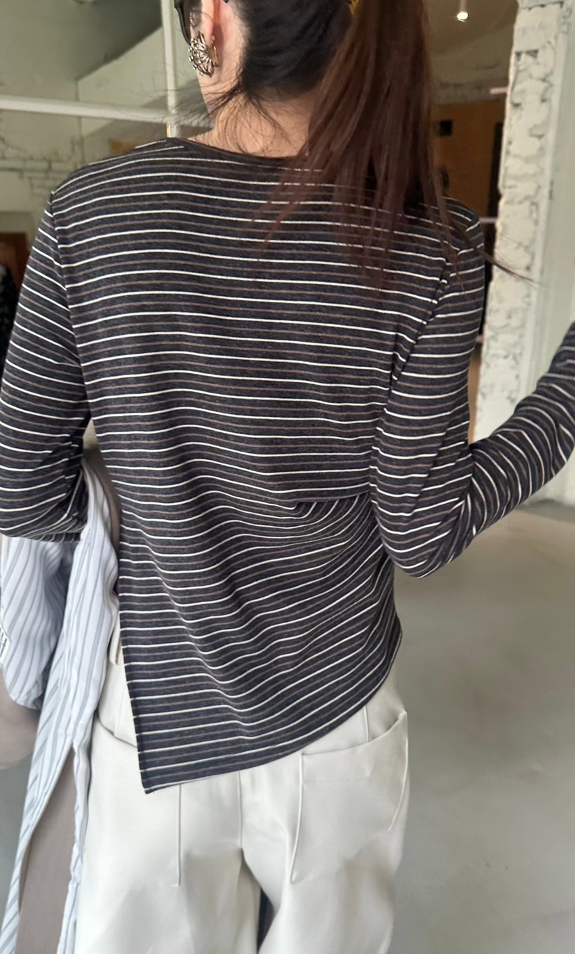 GENTLE B/LOVENTINA東大門直郵女裝新品休閑長袖T恤不對稱復古GENTLE B/LOVENTINA長袖T恤