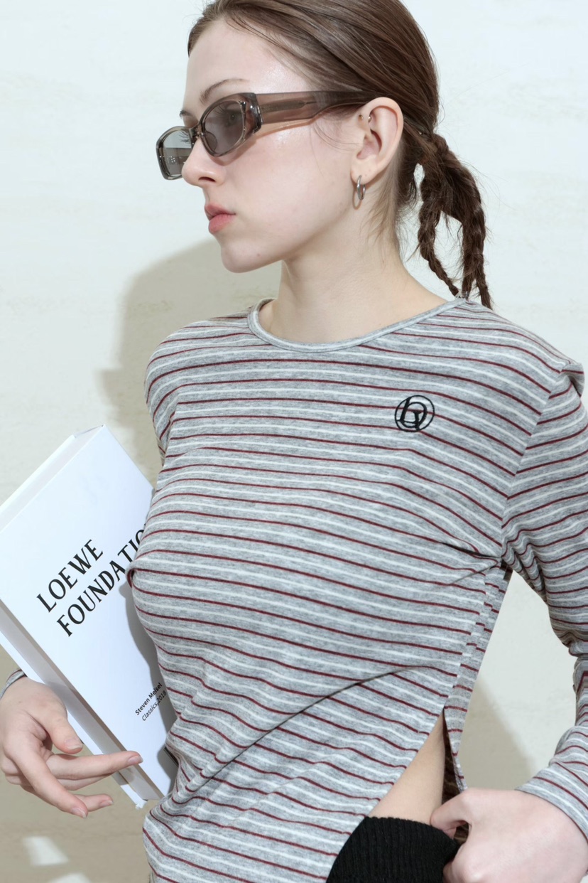 GENTLE B/LOVENTINA東大門直郵女裝新品休閑長袖T恤不對稱復古GENTLE B/LOVENTINA長袖T恤