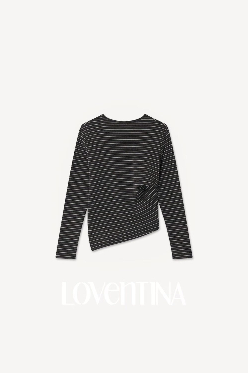 GENTLE B/LOVENTINA東大門直郵女裝新品休閑長袖T恤不對稱復古GENTLE B/LOVENTINA長袖T恤