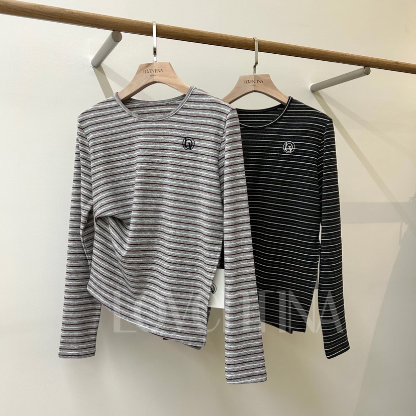 GENTLE B/LOVENTINA東大門直郵女裝新品休閑長袖T恤不對稱復古GENTLE B/LOVENTINA長袖T恤