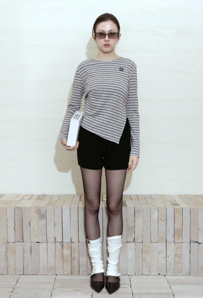 GENTLE B/LOVENTINA東大門直郵女裝新品休閑長袖T恤不對稱復古GENTLE B/LOVENTINA長袖T恤圖色3