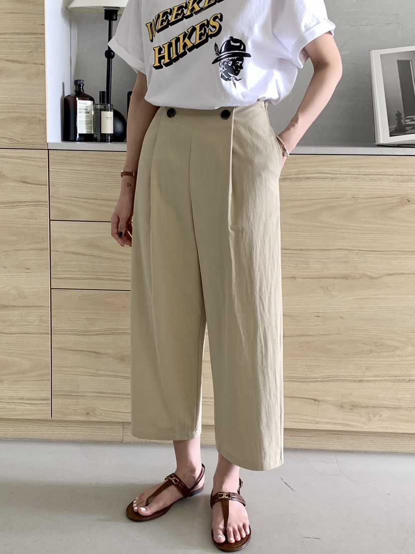 DAVICHI/D.SECOND東大門直郵女裝新款推薦真品休閑褲紐扣DAVICHI/D.SECOND休閑褲