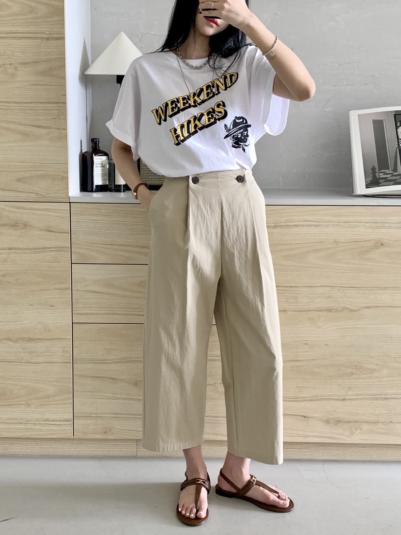 DAVICHI/D.SECOND東大門直郵女裝新款推薦真品休閑褲紐扣DAVICHI/D.SECOND休閑褲