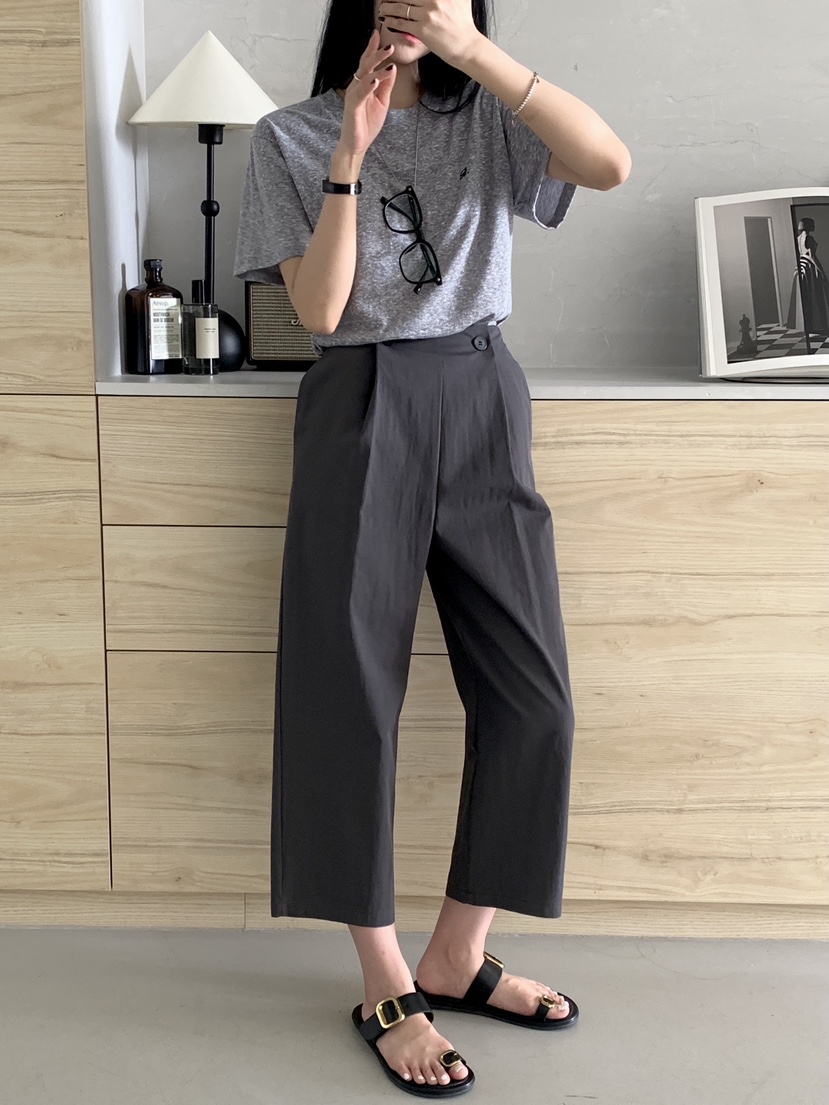 DAVICHI/D.SECOND東大門直郵女裝新款推薦真品休閑褲紐扣DAVICHI/D.SECOND休閑褲