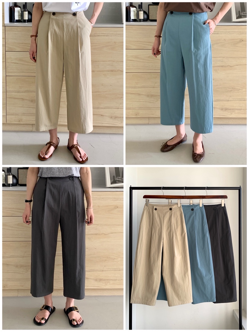 DAVICHI/D.SECOND東大門直郵女裝新款推薦真品休閑褲紐扣DAVICHI/D.SECOND休閑褲