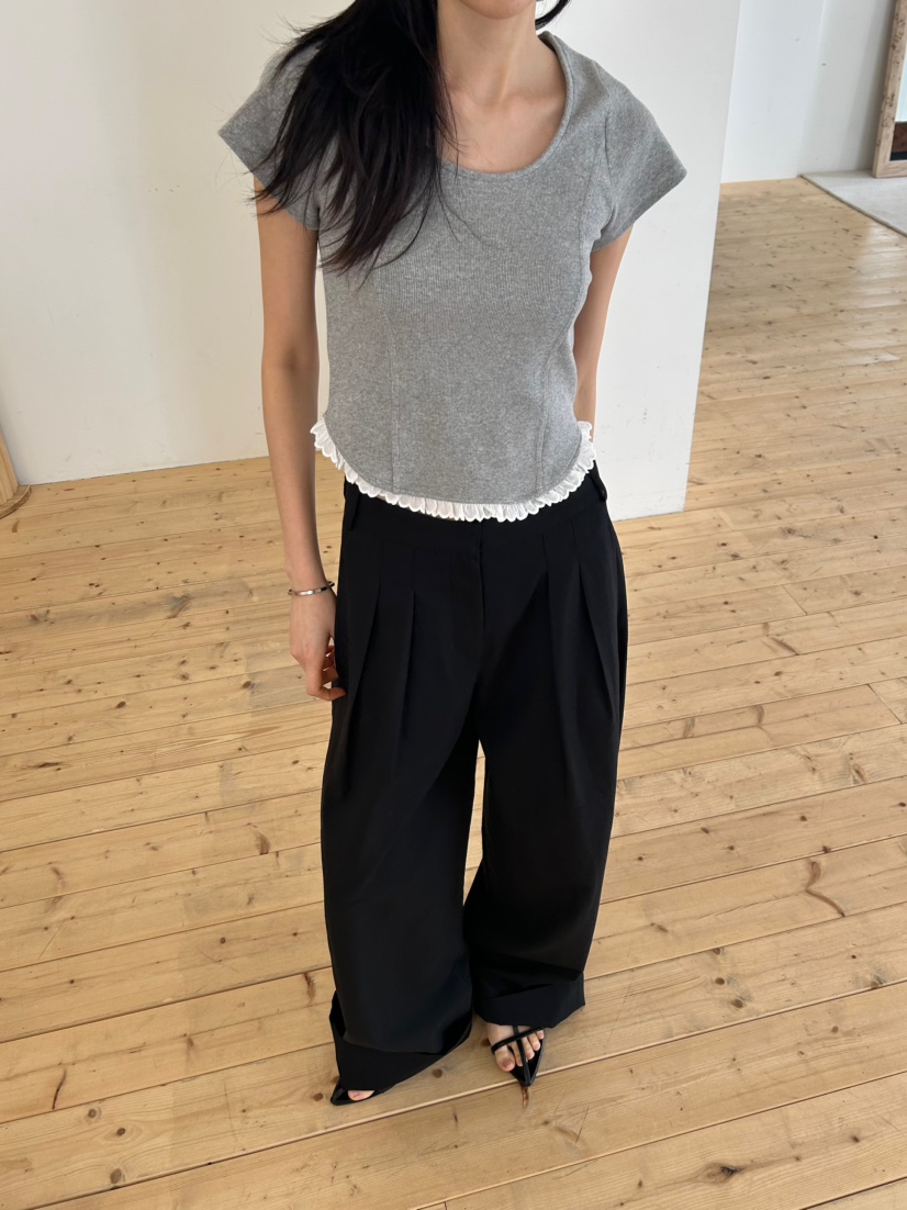 ME MO東大門實拍女士新款休閑時尚人氣26春夏真品T恤蕾絲ME MOT恤