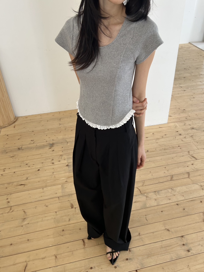 ME MO東大門實拍女士新款休閑時尚人氣26春夏真品T恤蕾絲ME MOT恤