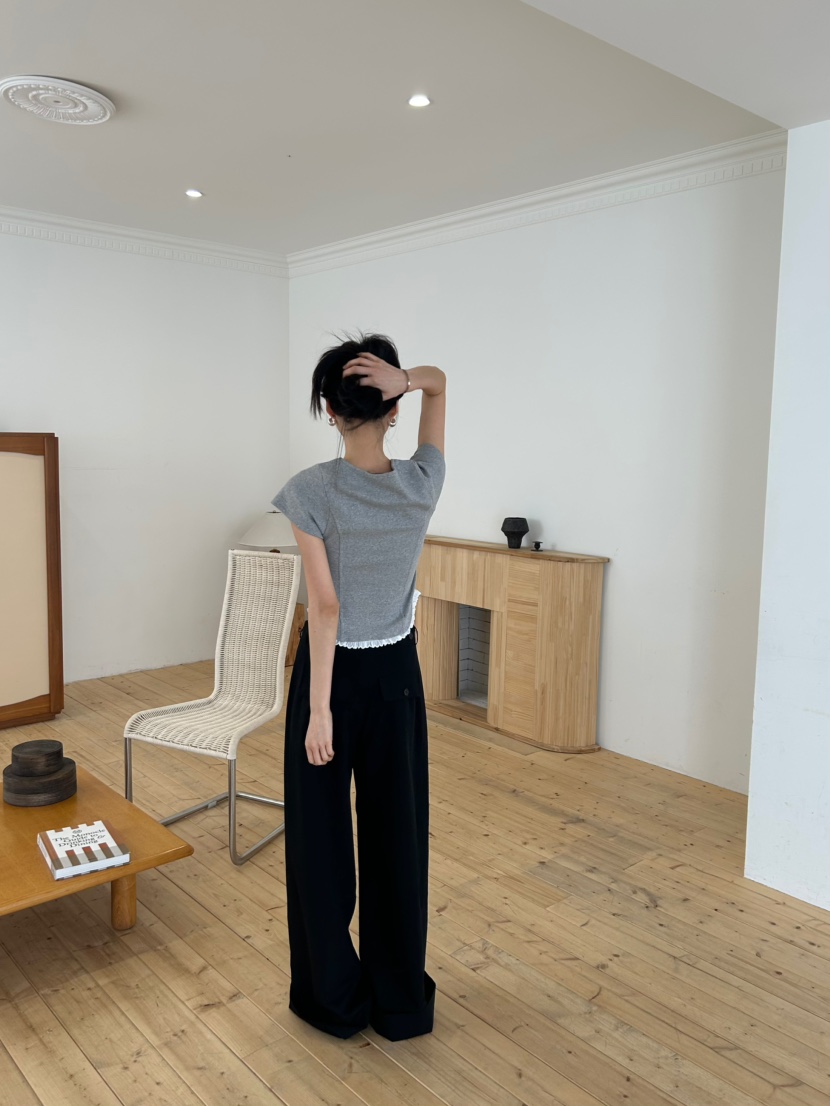 ME MO東大門實拍女士新款休閑時尚人氣26春夏真品T恤蕾絲ME MOT恤