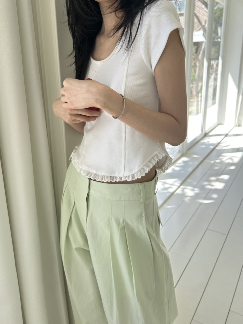 ME MO東大門實拍女士新款休閑時尚人氣26春夏真品T恤蕾絲ME MOT恤