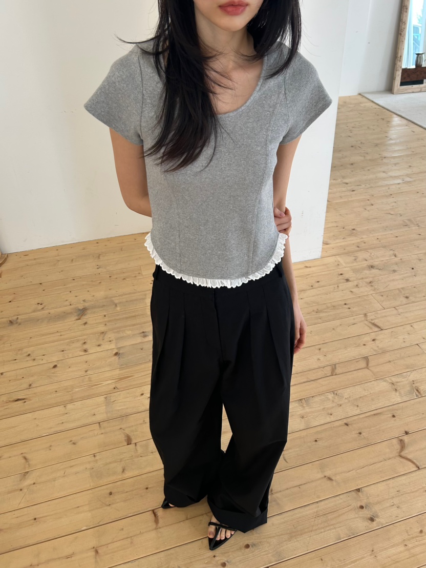 ME MO東大門實拍女士新款休閑時尚人氣26春夏真品T恤蕾絲ME MOT恤圖色3