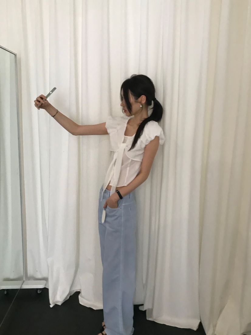 ME MO東大門實拍女士新款職業26春夏推薦襯衫蕾絲衫絲帶ME MO襯衫/蕾絲衫