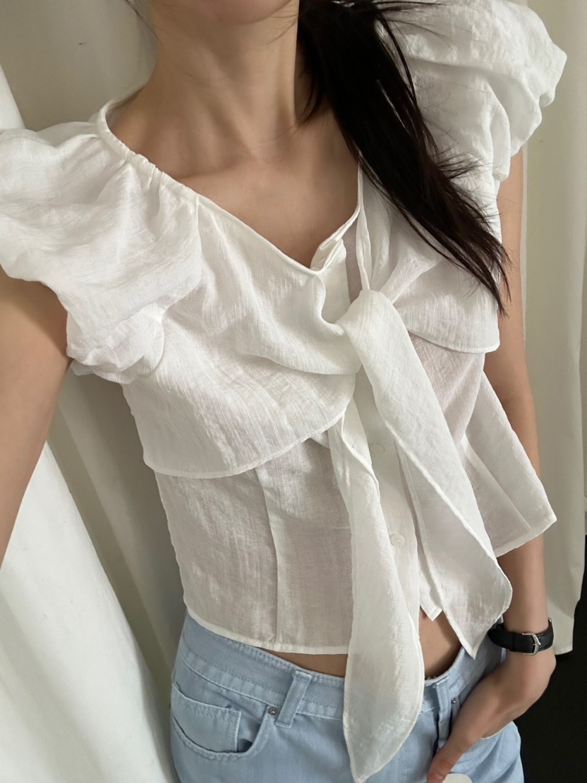 ME MO東大門實拍女士新款職業26春夏推薦襯衫蕾絲衫絲帶ME MO襯衫/蕾絲衫