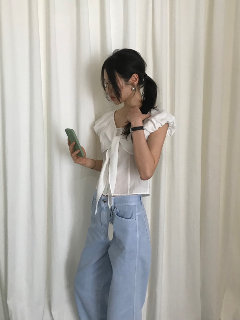 ME MO東大門實拍女士新款職業26春夏推薦襯衫蕾絲衫絲帶ME MO襯衫/蕾絲衫