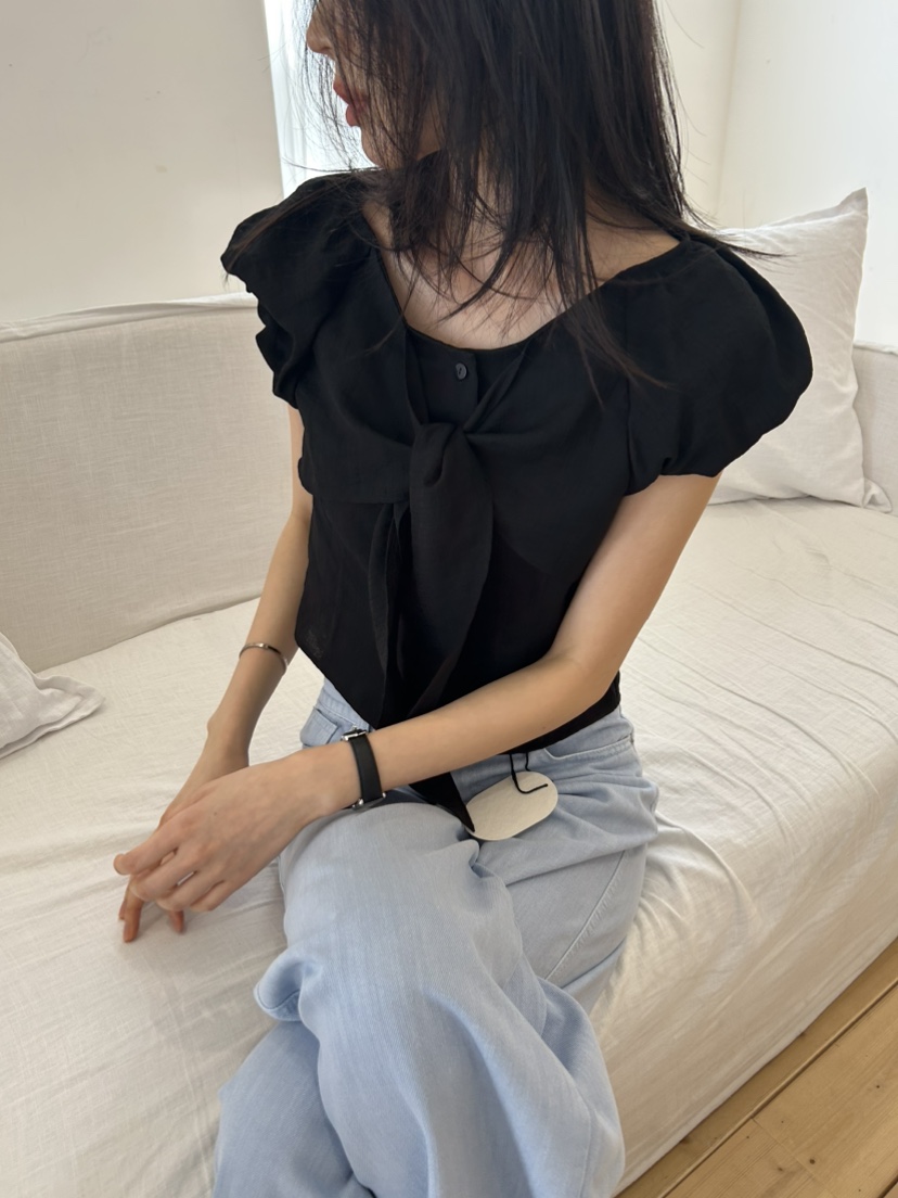 ME MO東大門實拍女士新款職業26春夏推薦襯衫蕾絲衫絲帶ME MO襯衫/蕾絲衫